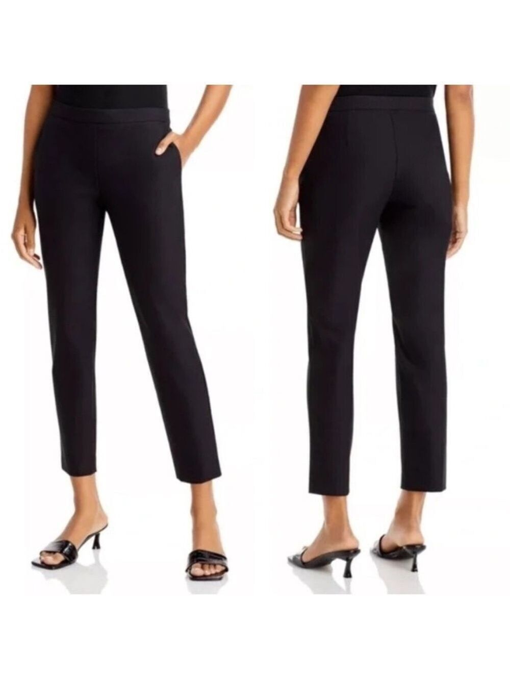 Theory Thaniel Approach Stretch Cropped Black Pull On Pants, size 10